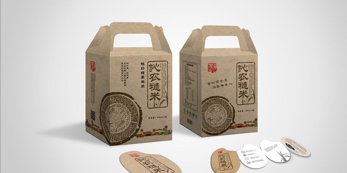 原粮产品礼盒包装设计,糙米品牌包装设计,大米礼盒设计方案